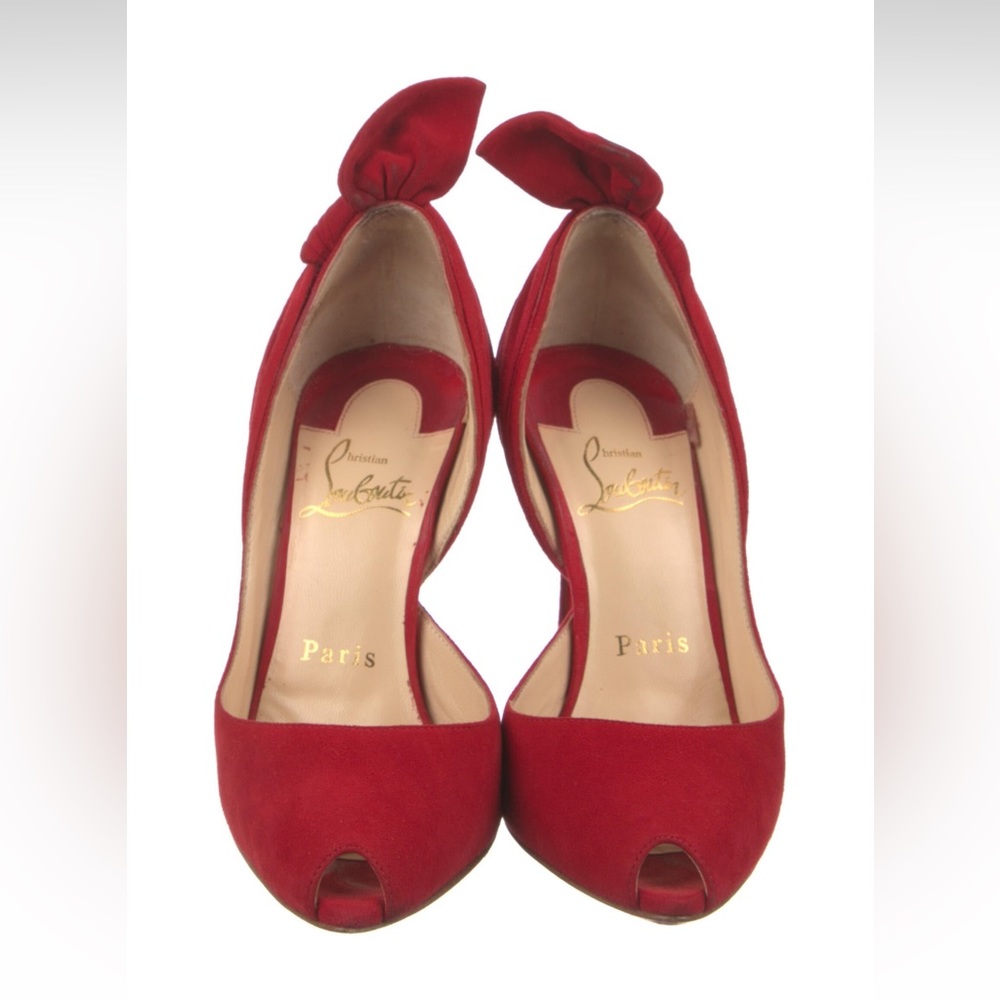 Christian Louboutin Suede D'Orsay Pumps Red size 4.5 US Gorgeous Authentic